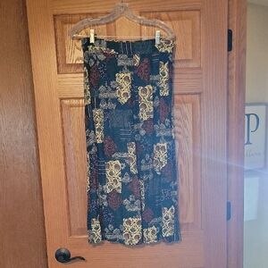 Norton McNaughton Maxi Skirt - Blue, Gold, and Brown Pattern